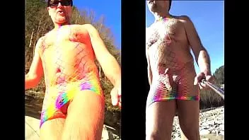 Play Net activist - crossdresser with public erection