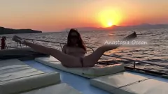 Play Naughty Blonde Exposes Shaven Pussy on Nudist Boat Party