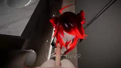 Play Red Head VRChat ERP: Public Restroom Suck and Fuck with Big-Cocked Vtuber